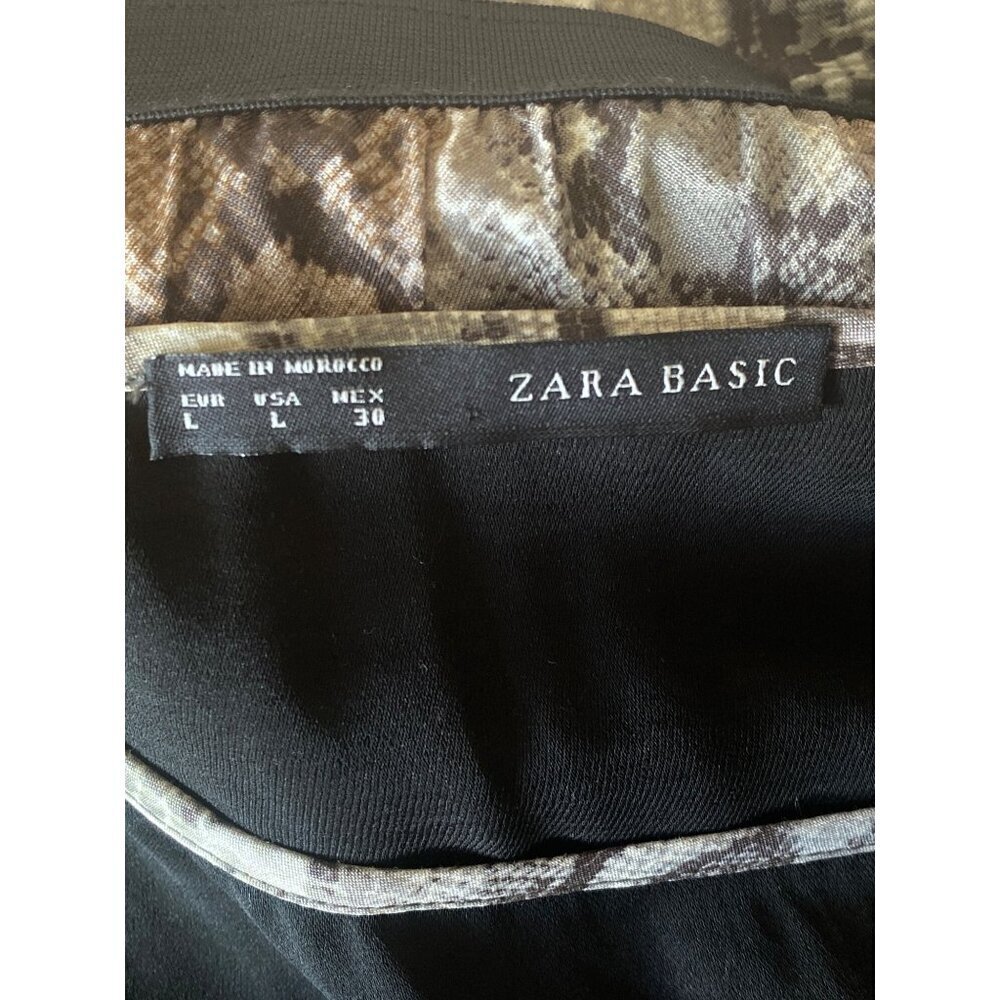 Zara Basic Womens Large Snakeskin Print Elastic Waist Casual Dress Black & White - Picture 7 of 9